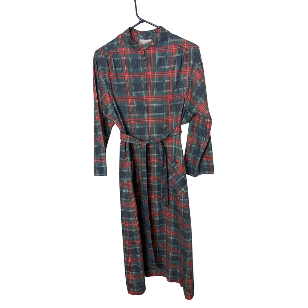 Vintage Dorothy Bullitt Plaid Zip Front  Dress Red Green Tartan ILGWU